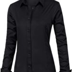 siliteelon Womens Classic-Fit Dress Shirts Long Sleeve Button Down Wrinkle-Free Stretch Solid Casual Work Office Blouse Top