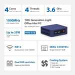 Beelink Mini S13 PRO Mini PC Intel 13th N150(Up to 3.6GHz), 16GB DDR4 500GB SSD, Micro PC 4K Dual HDMI Display/1000Mbps LAN/WiFi6/BT5.2/USB3.2/WOL Home/Office Mini Computer - Image 2