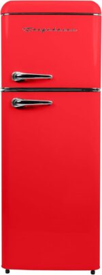 Frigidaire EFR756, 2 Door Apartment Size RETRO Refrigerator with Top Freezer, Chrome Handles, 7.5 cu ft