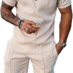 Mens Short Sets 2 Piece Outfits Polo Shirt Fashion Summer Tracksuits Casual Set Short Sleeve and Shorts Set for Men