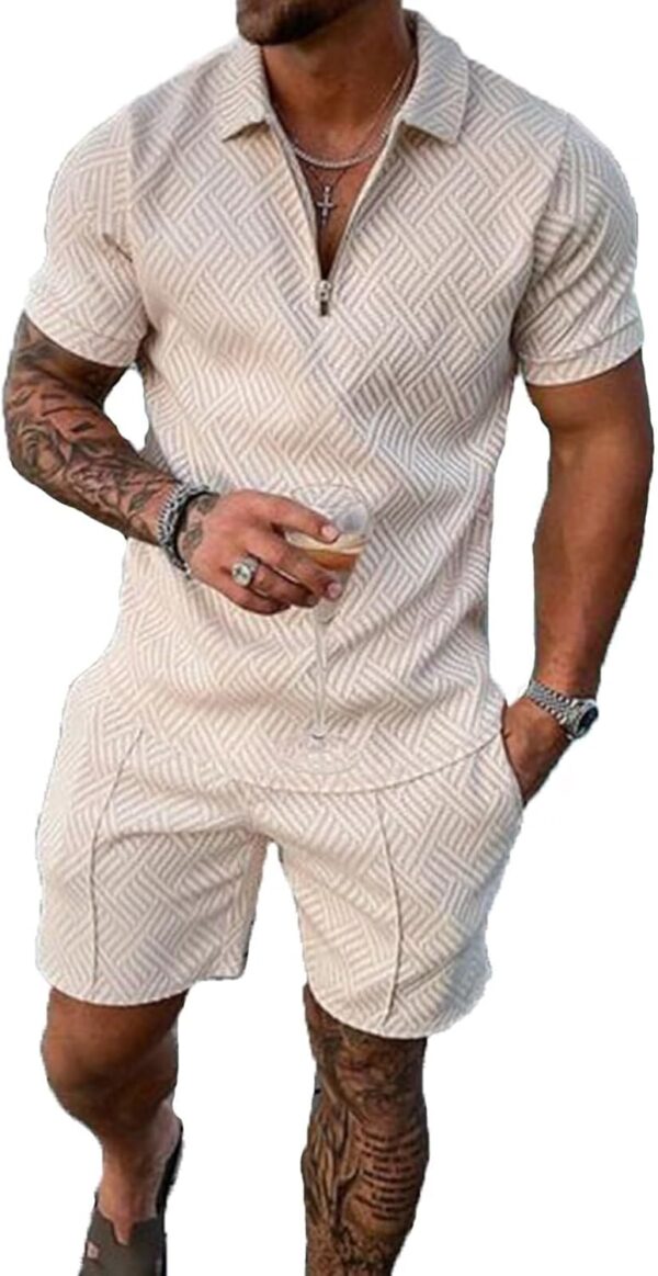 Mens Short Sets 2 Piece Outfits Polo Shirt Fashion Summer Tracksuits Casual Set Short Sleeve and Shorts Set for Men