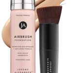 Suggest a better title and return a single title only without any other comments: Jerome Alexander MagicMinerals AirBrush Foundation – 2 Piece Set with Airbrush Foundation and Kabuki Brush - Spray Makeup with Anti-aging Ingredients for Smooth Radiant Skin - Bright Light