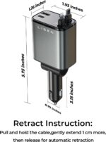 LISEN Retractable Car Charger, for Gifts for Him Her, 69W Cars Adapter USB C Fast Charger for iPhone 17-12, Car Accessories Gadgets for Men, Anniversary Birthday Gifts for Men Women, for Samsung - Image 9