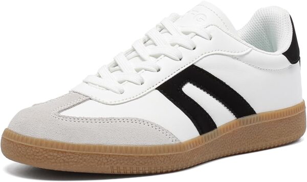 Women's Retro Gum Sole Fashion Sneakers-Lace Detail Casual Retro Walking Shoes-Gum Sole Casual Tennis-Anti Slip Trainers