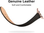 STIROLL Slim Leather Bands Compatible with Apple Watch Band 38mm 40mm 41mm 42mm(Series 11 10), Top Grain Leather Watch Thin Wristband for iWatch SE 9 8 7 6 5 4 3 2 1 (Black Rose Gold) - Image 3
