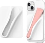 DOB SECHS Silicone Lip Holder for Cell Phone Lipstick Lip Glaze Phone Case Back Stick On Holder for iPhone and Android Phones, Grey