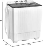 COSTWAY Portable Washing Machine, Twin Tub 26lbs Capacity Laundry, 18lbs Washer and 8lbs Spinner Combo with Timer Knobs, Built-in Drain Pump, Compact Washer for Home Dorm Apartment (Grey+White) - Image 9