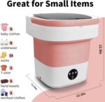 Portable Mini Washing Machine, 16L Foldable Washer and Dryer with 3 Modes Deep Cleaning, Upgraded Small Collapsible Laundry for Hotel, Apartment, Home and Travel - Pink - Image 2