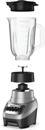 BLACK+DECKER PowerCrush Multi-Function Blender with 6-Cup Glass Jar, 4 Speed Settings, Silver - Image 2
