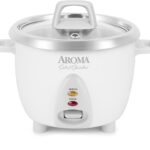 AROMA® Select Stainless® Rice Cooker, 3-Cup (Uncooked) / 6-Cup (Cooked), Stainless Steel Inner Pot, Small Rice Cooker, Auto Keep Warm, 1.2 Qt, White, ARC-753SG