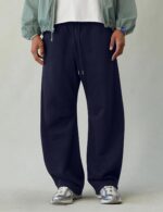 HeSaYep Men's Fleece Baggy Sweatpants Wide Leg Barrel Sweat Pants Lounge Athletic Gym Pants with Pockets - Image 3