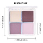4 Colors Light Violet Pink Purple Brown Eye Shadow Powder Palette Makeup, Neutral Matte Shimmer Quads Eyeshadow Palette for Women Highly Pigmented Waterproof, paleta de sombras de ojos,Vegan 02 - Image 6