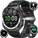 Military Smart Watches for Men(Answer/Make Call), AMOLED 1.43" Smartwatch, Flashlight/130+ Sports/Heart Rate/Sleep Monitor/Fitness Activity Tracker, IP68 Waterproof Fitness Watch for Android iOS