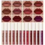 QiBest 12Pcs Matte Liquid Lipstick Set for Girls & Women, 24 Hours Long Lasting Waterproof Nude Dark Red Lip Gloss Valentine Gift Makeup Kit, Non-Stick Cup Mate Duracion 24 Horas Originales Lip Stains