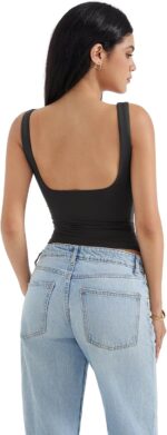 SUUKSESS Women Padded Open Back Boat Neck Tank Tops Double Lined Basic Shirts - Image 4