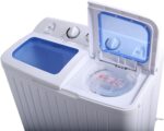 Giantex Portable Mini Compact Twin Tub Washing Machine 20lbs Washer Spain Spinner Portable Washing Machine, Blue+ White - Image 8