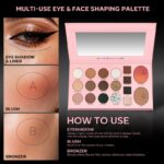 5-in-1 Backed Eyeshadow Makeup Palette with Blush Bronzer Highlighter, Natural Nude Eye Shadow Palettes 18 Colors Matte Shimmer Glitter Tone Long Lasting Smudge-Proof, Ideal Gifts for Women - Image 4