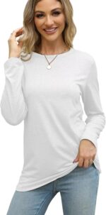 2 Pack Womens Tops Crewneck Soft Long Sleeve Shirts Fall Clothes Casual Tshirts Basic Tee - Image 5
