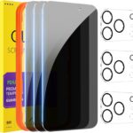 PEHAEL 3+3 Pack for iPhone 17 Pro Max Privacy Screen Protector with Camera Lens Protector Full Coverage Anti-Spy Tempered Glass Film 9H Hardness Easy Installation Bubble Free [6.9 inch]