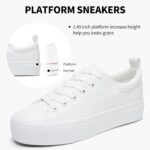 SERNIAL Womens White Platform Sneakers PU Leather Platform Shoes Walking Shoes for Women - Image 4