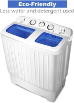 Giantex Portable Mini Compact Twin Tub Washing Machine 20lbs Washer Spain Spinner Portable Washing Machine, Blue+ White - Image 4