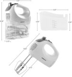 OVENTE 5-Speed Corded Electric Hand Mixer with Stainless Steel Whisks, Compact Portable Design with Snap-On Storage Case,150W Lightweight Handheld Mixer for Baking & Cooking, White HM151W - Image 6