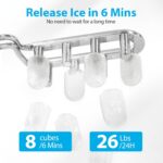 Aeitto Ice Maker Countertop 26lbs/24H, Ice Machine 8 Ice Cubes Ready in 6 Mins, 2 Sizes of Bullet Ice Portable Ice Makers with Basket & Scoop, Auto Self-Cleaning for Home/Kitchen/Office Stainless - Image 3