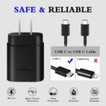 Type C Charger 2-Pack 25W Type C Fast Charging Block with 6ft USB C Charger Cable Compatible with Galaxy S25 S24 S23 S22 S21+/Phone 17/16/16 Pro Max/15/15 Pro Max/15 Plus-Black - Image 3