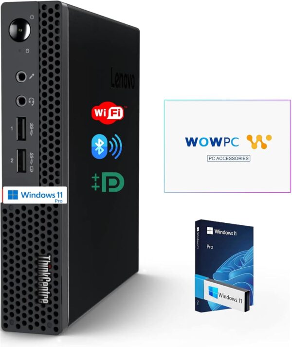 Lenovo ThinkCentre Micro Desktop, 16GB DDR4 RAM, 512GB SSD Drive, AMD Processor & Graphics, Dual-Display Support, Wi-Fi, Bluetooth, USB, RJ-45, Windows 11 Pro, Business-Grade, Home-Friendly