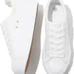SERNIAL Womens White Platform Sneakers PU Leather Platform Shoes Walking Shoes for Women