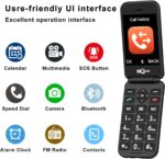 4G Flip Phone Unlocked for Seniors,Basic Flip Phone,Cell Phone for Seniors,2.8" +1.5 ''Screen,SOS Button,Speed Dial,Hans-Free,Big Buttons,Bluetooth,Camera,FM Radio,1400mAh Battery.(Matte Black) - Image 2
