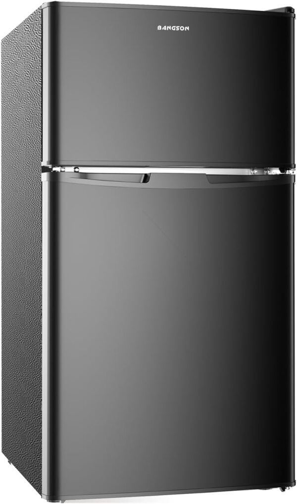 BANGSON Mini Fridge with Freezer, 2 Door Small Refrigerator with Freezer, Small Fridge for Bedroom, 3.2 CU.FT, For Home, Office, Dorm, Garage or RV, Black