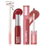 3PCS Lip Combo Set - Matte Lip Liner Pencil + Hydrating Tinted Lip Balm + Juicy Lip Gloss Tint, Non-Sticky, Long-Lasting, High Pigment Lip Makeup Kit (Berry Mousse Set)