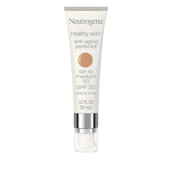 Suggest a better title and return a single title only without any other comments: Neutrogena Healthy Skin Anti-Aging Perfector Tinted Facial Moisturizer and Retinol Treatment with Broad Spectrum SPF 20 Sunscreen with Titanium Dioxide, 50 Tan to Medium, 1 fl. oz