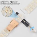 V-MORO Resin Band Compatible with Apple Watch Series 7/8/9/10/11 41/40/38/42mm, Women Fashion Strap for iWatch Series 6/5/4/3/2/1/SE, Lightweight Bracelet Wristband Replacement, Ivory White-Rose Gold - Image 4