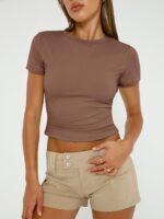 AUTOMET Womens 3 Piece Short Sleeve Shirts Basic Going Out Slim Fitted Crop Tops 2026 Summer Y2k Spring Clothes - Image 2