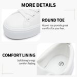 SERNIAL Womens White Platform Sneakers PU Leather Platform Shoes Walking Shoes for Women - Image 6