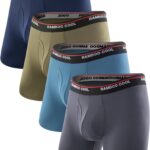 BAMBOO COOL Men's Underwear Boxer Briefs Fly with Built-in 3D Pouch Comfortable Cool Underwear for Men 4 Pack