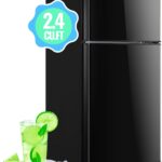 2.4 Cu.Ft Mini Fridge with Freezer & Double Door Small Tiny Size Refrigerator with 7 Temperature Control Knob Only Suitable for One Person Use Black