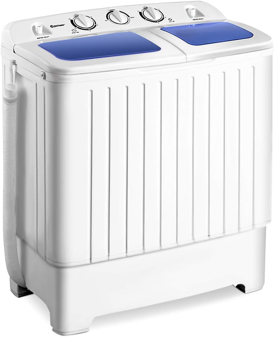 Giantex Portable Mini Compact Twin Tub Washing Machine 20lbs Washer Giantex Portable Mini Compact Twin Tub Washing Machine 20lbs Washer Spain Spinner Portable Washing Machine, Blue+ White