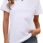 Cotton Basic T Shirts for Women,Crew Neck Short Sleeve Summer Shirts,Solid Loose Fit Tshirt, Plain Workout Tops, Undershirts
