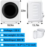 1.6 Cu.Ft Portable Clothes Dryer, 800W Fast Drying Front Load Laundry Dryer with 5 Mode, Mini Electric Clothing Dryer with Stainless Steel Tub, Compact Machine for Apartment, Home, Dorm - Image 6