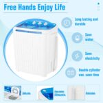 SUNCROWN Portable Washing Machine 16lbs, Compact Twin Tub Semi Automatic Washer, Energy-Saving Mini Laundry Combo with Extended Drain Hose & Pump for Apartments, Dorms, RV, (White & Blue) - Image 8