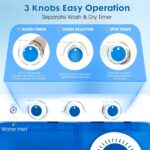 Portable Washing Machine Twin Tub - 14lbs Compact Washer (9,5lbs) and Spinner Dryer (4.5lbs) Combo with Drain Pump - Semi Automatic Washing Machine for Apartments, Dorms, RVs, Camping - Blue - Image 2