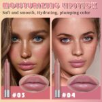 2Pcs Mauve & Pink Hydrating Cream Lipsticks Lip Crayon for Women, Moisturing Lipstick Longwear Lip Liner Crayon Set for Ombre Shades, Matte Creamy Lips Stick Natural Nourishing Lips Balm Set, B - Image 3