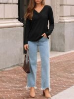 AUTOMET Long Sleeve Shirts for Women Tops V Neck Casual Top Comfortable Shirt Soft Basic Tees Women Blouses - Image 6