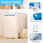 INTERGREAT Portable Washer and Dryer, 16 lbs Mini Small Washing Machine Combo with Spin Dryer, Compact Twin Tub Laundry Washer Machine for Apartments, Dorm, Rv, Camping, Blue - Image 8