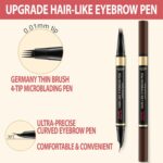 LAVONE Eyebrow Pen, 2-in-1 Eyebrow Pencils for Women with 4 Tip Microblading Eyebrow Pencil and Curved Precise Brow Pencil, Waterproof Eyebrow Pencil Create Full, Natural Hair-Like Brows, Dark Brown - Image 2