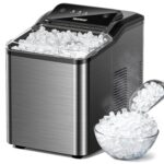 Nugget Ice Maker Countertop, 35lbs/24H Sonic & Chewable Pellet Ice, Portable Crushed Ice Machine, Self-Cleaning Anti-Scale System, 10 Cleaning Packets, Quiet Operation, Stainless Steel