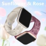 SNBLK 6 Pack Floral Engraved Bands Compatible with Apple Watch Bands 40mm 41mm 42mm 38mm 44mm 45mm 46mm 49mm Women Men, Silicone Flower Pattern Strap for iWatch Series 11 10 Se Ultra 9 8 7 6 5 4 3 2 1 - Image 4